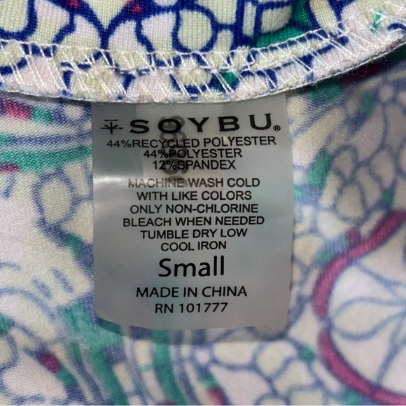 Soybu blue & teal medallion A Line Pull On Side Tie Yoga Waist skirt size Small - Picture 5 of 5